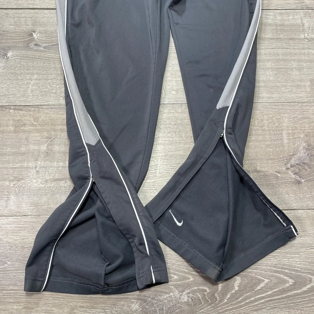 Nike Track Pants Womens Medium Black Gray Mesh Side‎ Zip Ankle Athletic Joggers